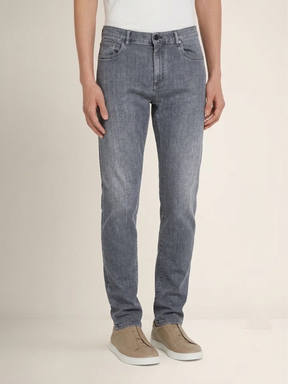 ERMENEGILDO ZEGNA Men's Narrow Fit Tapered Leg Five-Pocket Jean - Grey, Sz 36